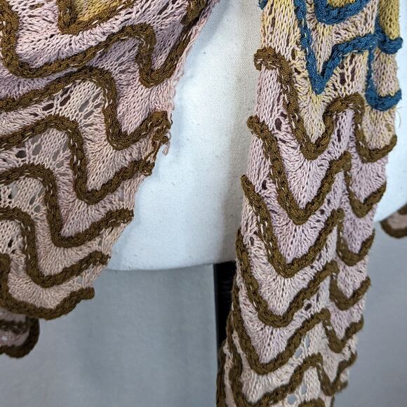 Anthropologie Tie Front Open Back Wrap Sweater Cardigan Festival Retro 70s XS/S - Picture 6 of 10